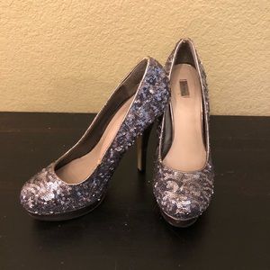 Silver Sequin Heels